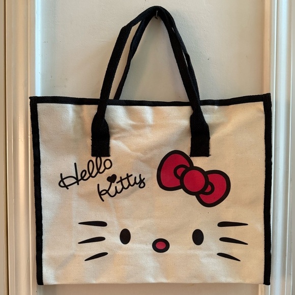 Hello Kitty Handbags - New Hello Kitty Zipper Closure Canvas Tote Bag